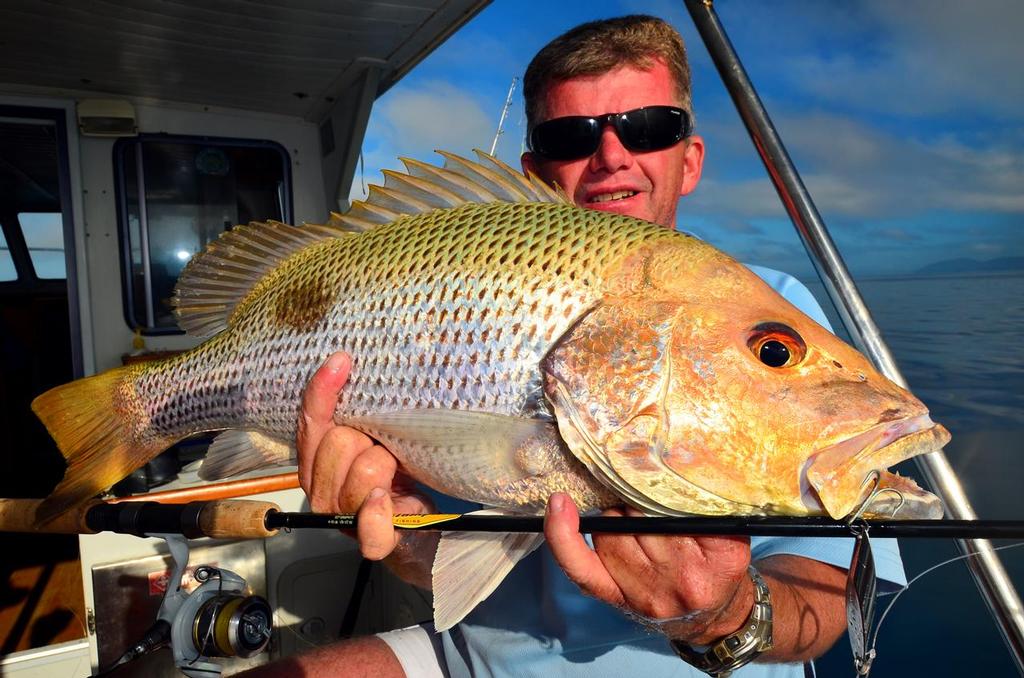 Jason Horton with a nice fingermark.  This fish took a Halco Twisty and was landed on 5lb gear. - Big Fish on the Kinder Surprise Combo © Lee Brake